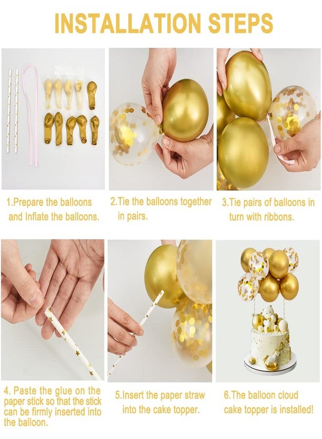 بيشيدا زينة كب كيك عيد ميلاد سعيد من بيشيدا - زينة كعكة عيد ميلاد على شكل سحابة صغيرة من البالونات باللون الذهبي الوردي، مناسبة لحفلات الزفاف والذكرى السنوية وحفلات استقبال المولود الجديد - Image 3
