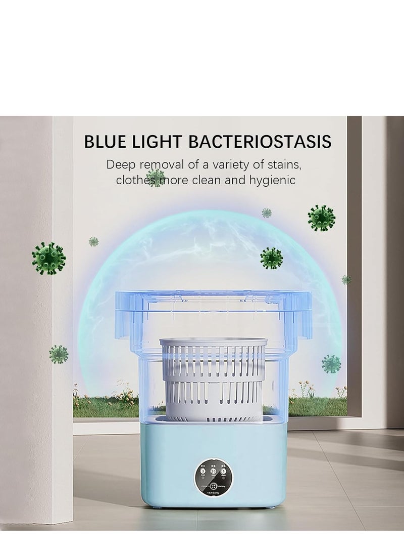 TRASSLE Portable Washing Machine, 8.5L Mini Foldable Washer Machine with Spin Dryer,Small Foldable Bucket Washer for Apartment Camping, RV, Travel, Underwear, Socks, Baby clothes, Personal (Blue) - Image 5