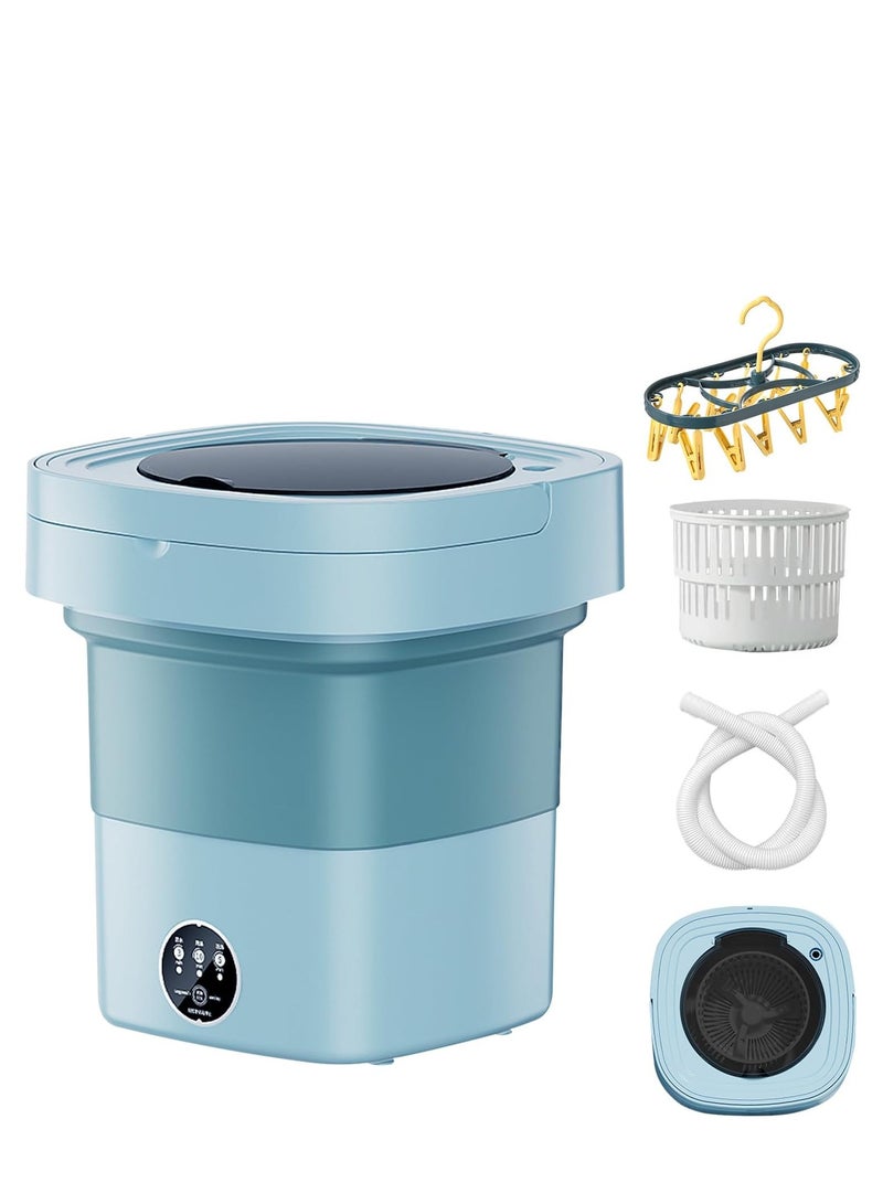 TRASSLE Portable Washing Machine, 8.5L Mini Foldable Washer Machine with Spin Dryer,Small Foldable Bucket Washer for Apartment Camping, RV, Travel, Underwear, Socks, Baby clothes, Personal (Blue) - Image 1
