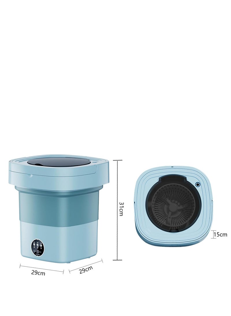 TRASSLE Portable Washing Machine, 8.5L Mini Foldable Washer Machine with Spin Dryer,Small Foldable Bucket Washer for Apartment Camping, RV, Travel, Underwear, Socks, Baby clothes, Personal (Blue) - Image 2