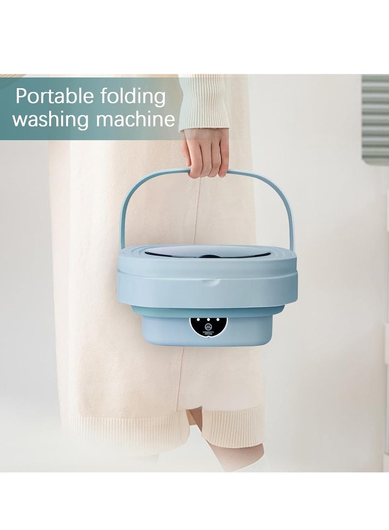 TRASSLE Portable Washing Machine, 8.5L Mini Foldable Washer Machine with Spin Dryer,Small Foldable Bucket Washer for Apartment Camping, RV, Travel, Underwear, Socks, Baby clothes, Personal (Blue) - Image 4