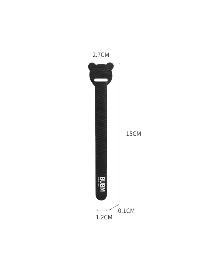 Biyoumei Cable Organizer Strap Magic Tape Computer Power Cord Management Tie Wire Winder Charging Cable Bear Head Cable Tie Black Anti-lost