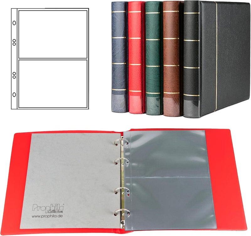 Prophila Collection Prophila Postcard Album (red) with 20 Pockets for 40 Postcards - Image 1