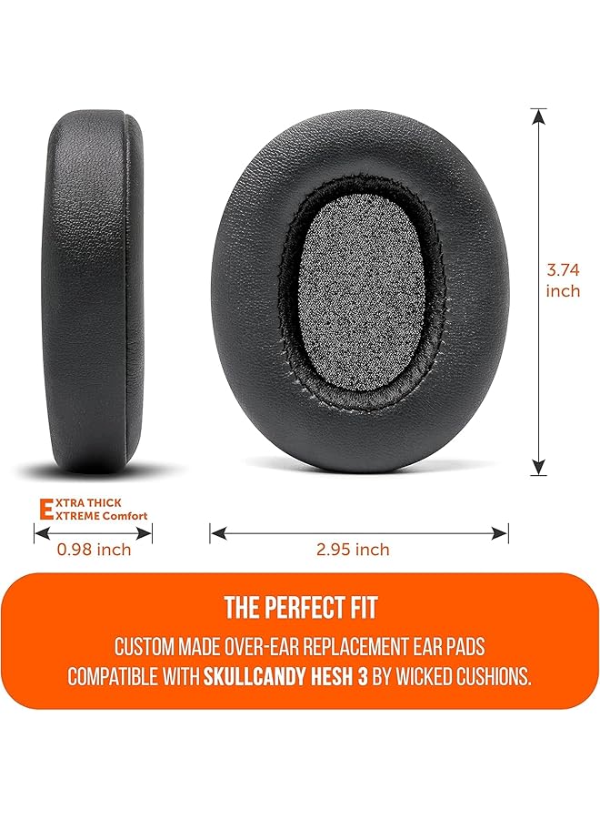 erorex 3 In 1 Replacement Ear Pads For Skullcandy Crusher Wireless Crusher Evo Crusher Anc Hesh 3 Hesh Evo Hesh Anc Headphones Ear Cushions Headset Earpads Ear Cups Repair Parts Black - Image 3