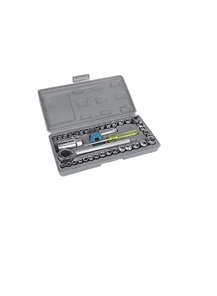 40 Pieces Socket Sleeve Wrench Combination Set Motorcycle Vehicle Repair Tool Kit - Image 1