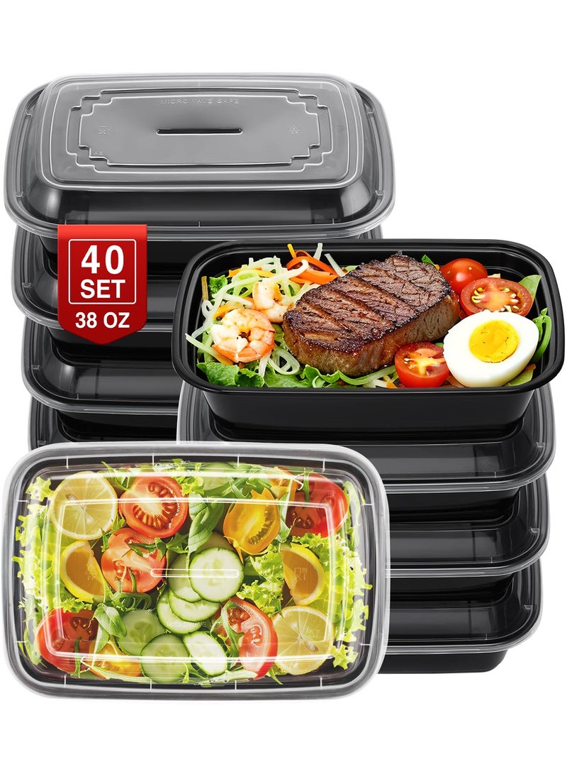 NEEBAKE 40 Sets 38oz Meal Prep Container  Reusable Plastic Food Storage Containers with Lids Fits Microwave Freezer and Dishwasher Safe