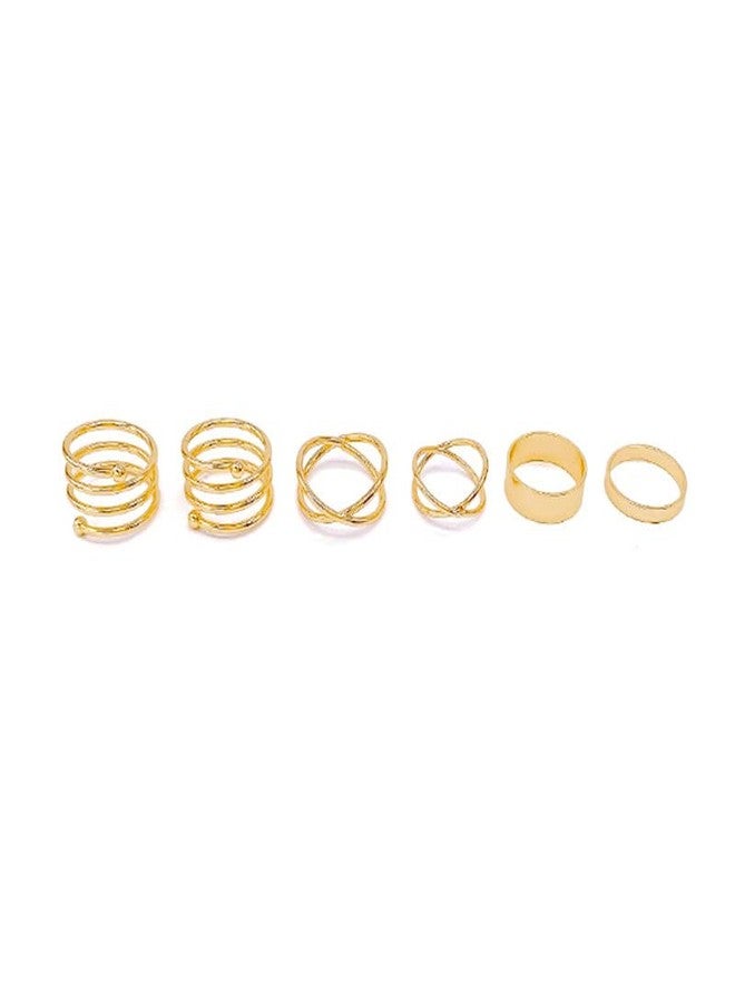 GOHO Gold Metal Set Of 5 Mid Finger Rings For Girls - Image 1
