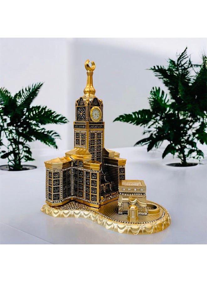 Islamic Gold Makkah Clock Tower with Kaaba - Image 1