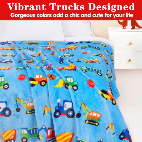 Lukeight Construction Toddler Blanket Gifts for Boys and Girls, Plush Truck Throw Blanket for Kids, Thick and Warm Boys Blanket for Teens Birthday (Construction, 50x60 Inches) - Image 3