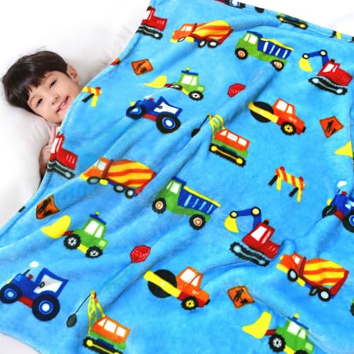 Lukeight Construction Toddler Blanket Gifts for Boys and Girls, Plush Truck Throw Blanket for Kids, Thick and Warm Boys Blanket for Teens Birthday (Construction, 50x60 Inches) - Image 1