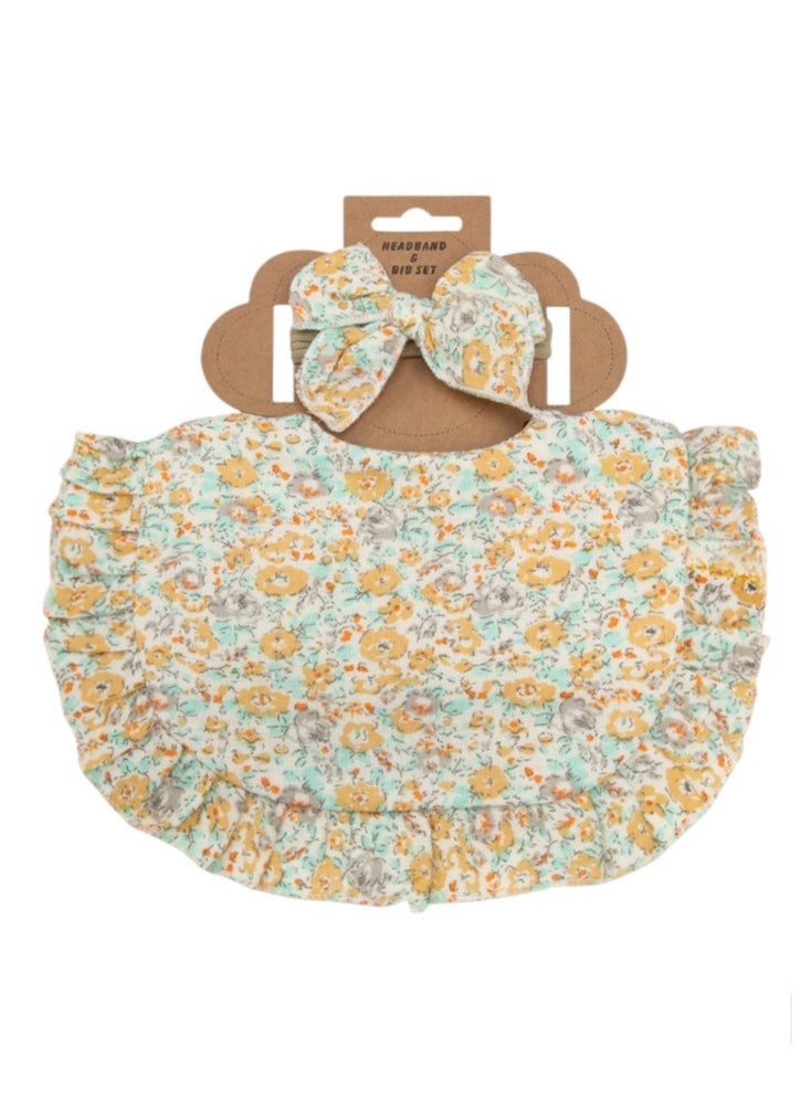 Bambimici - Bambimici -Bella Baby Bib Set for Babies -Floral Printed Orange - Image 1