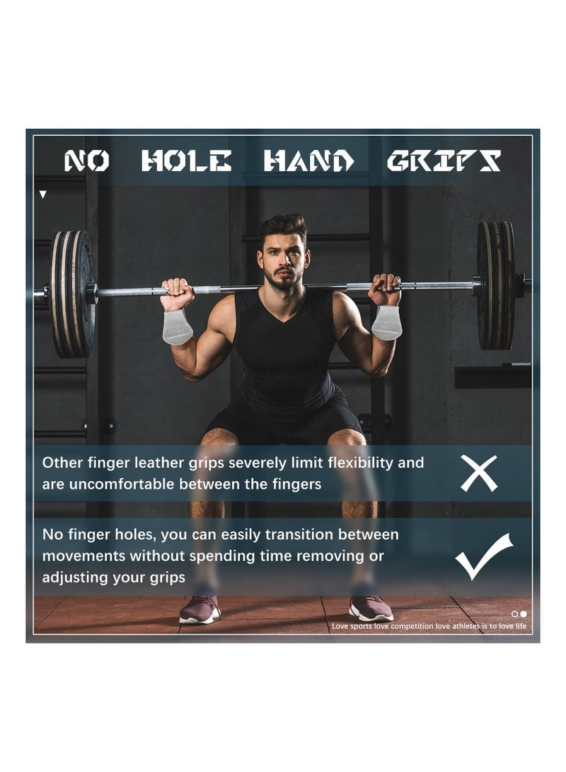 SYOSI 2 Pcs Hand Grips Fingerless Grips for Cross Training  No Holes Gymnastics Grips with Wrist Straps for Pull up Workout Weightlifting, Hand Protection from Blisters for Men Women(Black & Grey) - Image 4