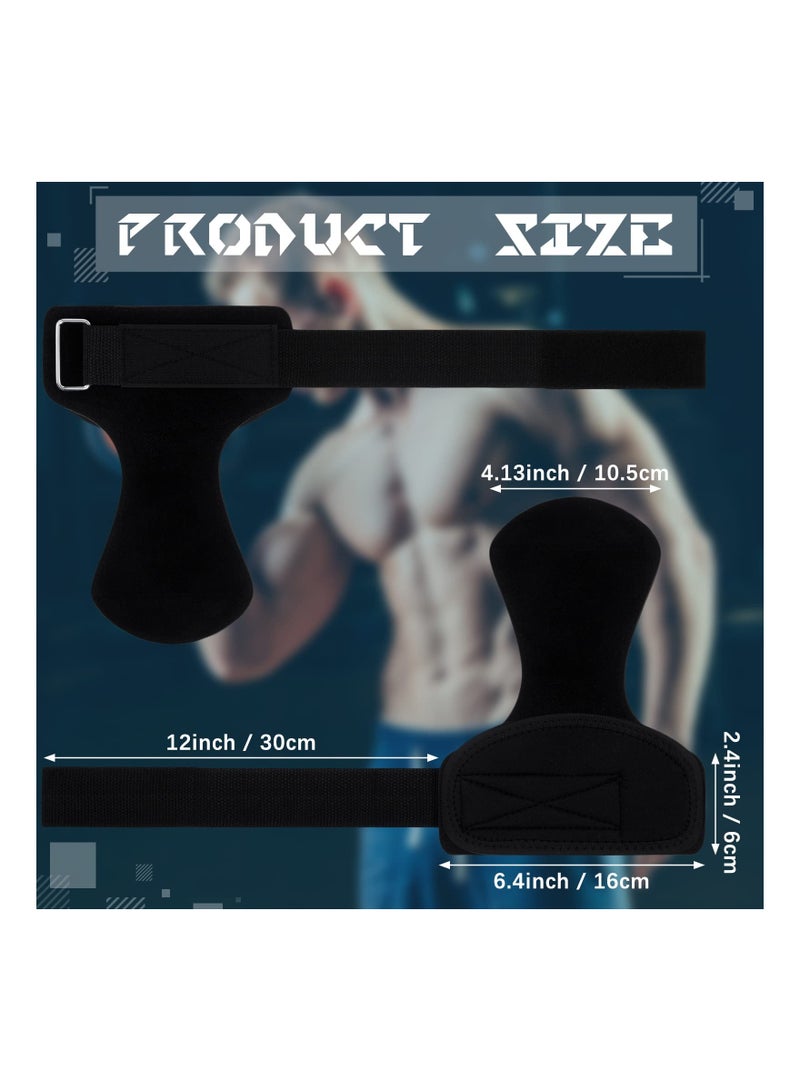 SYOSI 2 Pcs Hand Grips Fingerless Grips for Cross Training  No Holes Gymnastics Grips with Wrist Straps for Pull up Workout Weightlifting, Hand Protection from Blisters for Men Women(Black & Grey) - Image 2