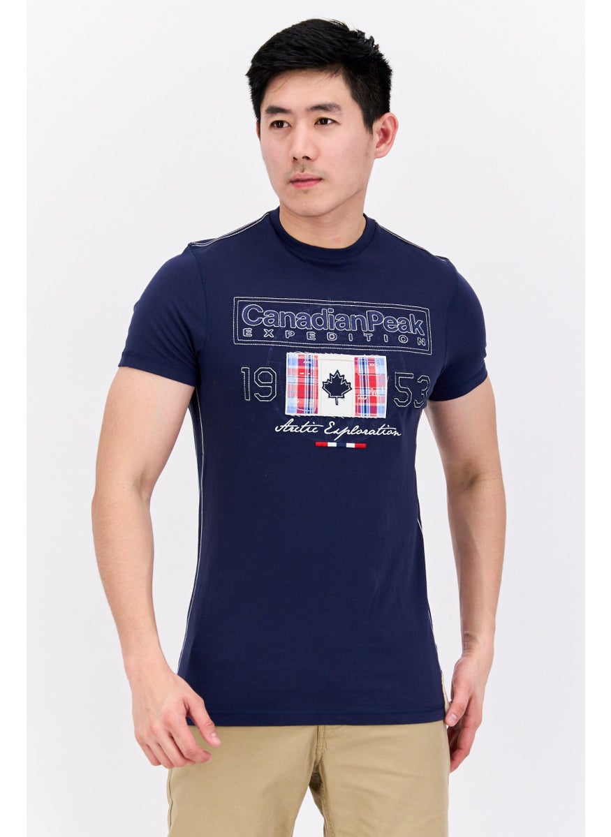 Canadian Peak Men Crew Neck Short Sleeve Graphic T Shirt, Navy  - Image 1