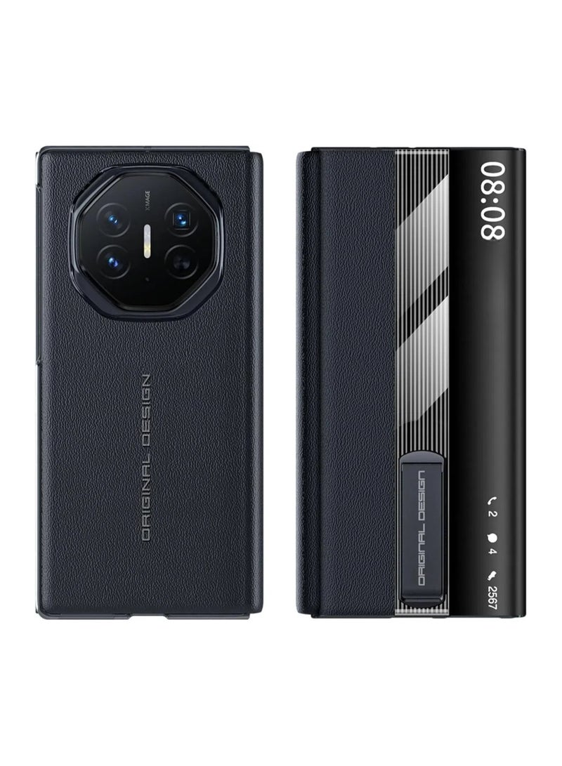 Compatible with Huawei Mate XT Ultimate Case, built-in metal stand 【support magnetic car stand】 Magnet leather Smart View clamshell phone case for men - Image 1