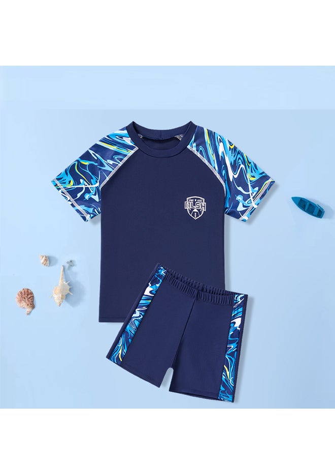 Two-piece Children Swimsuit Trunks Lightweight Short Sleeved Beach Swimsuit  - Image 1