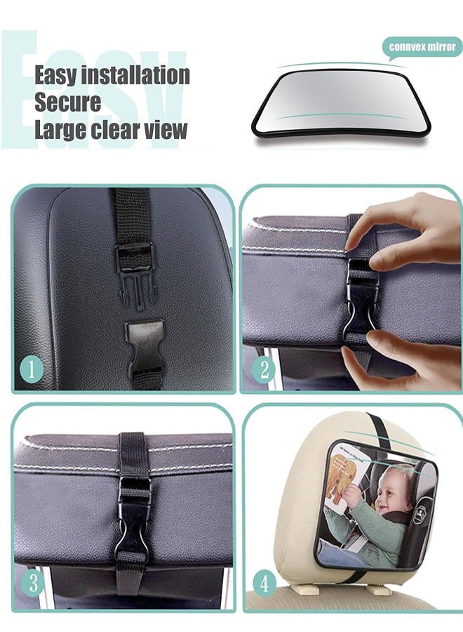 Baby Car Mirror, Babies Rear View Mirror for Car Back Seat, Adjustable Straps, See Infant in Vehicle for Most Cars  SUVs - Image 5