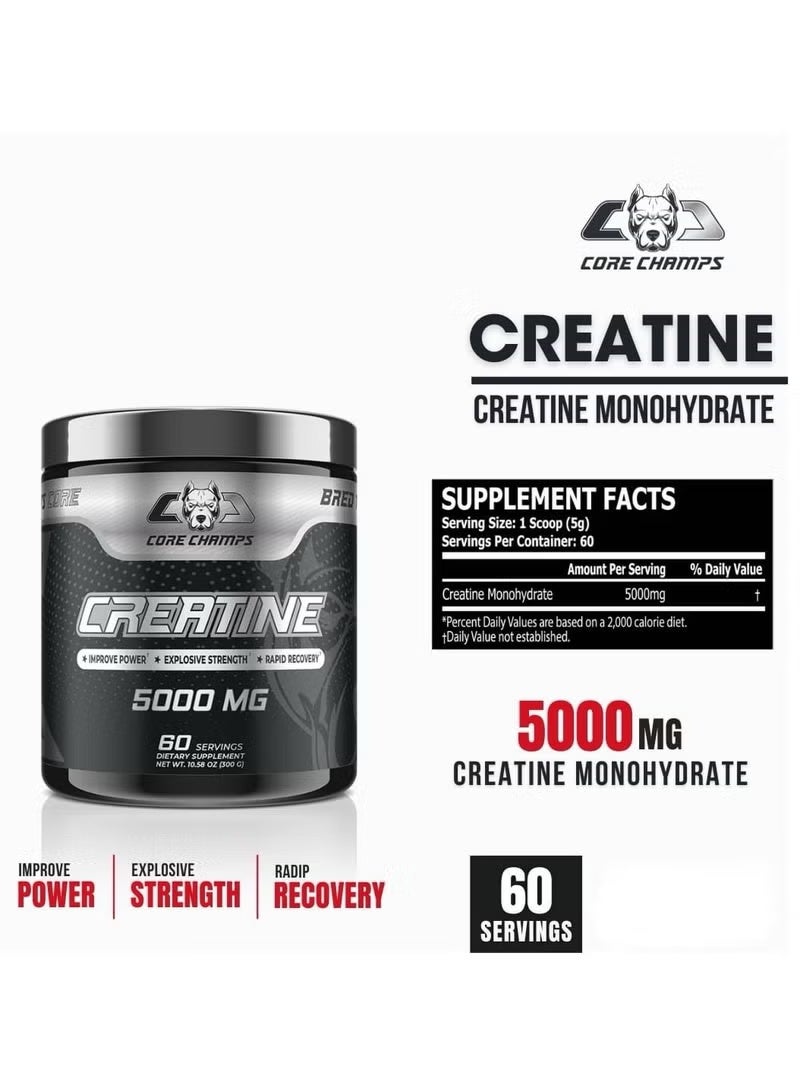 Core Champs Creatine 5000mg 300g Unflavored 60 Servings - Image 3