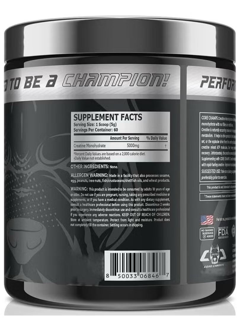 Core Champs Creatine 5000mg 300g Unflavored 60 Servings - Image 4