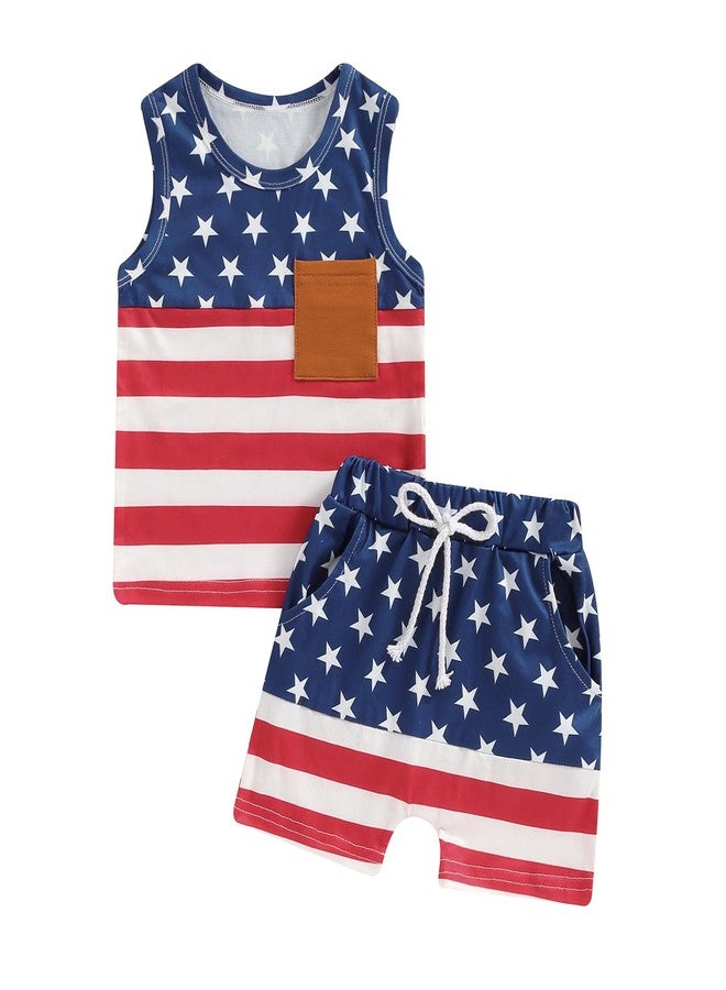 Gureui 4th of July Toddler Baby Boy 18-24 Months Outfit Shirt Tank Tops Shorts Infant Summer Clothes - Image 1