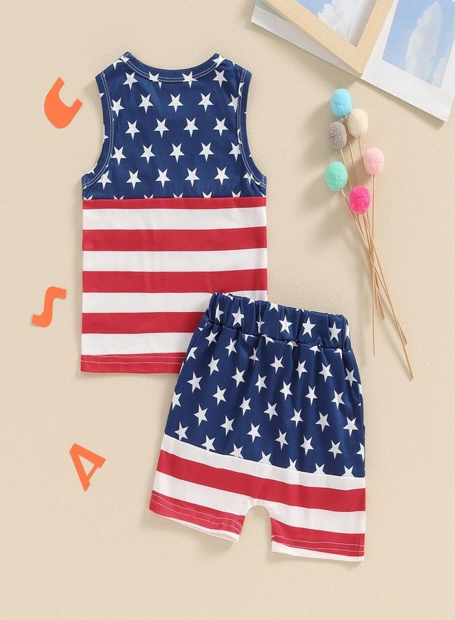 Gureui 4th of July Toddler Baby Boy 18-24 Months Outfit Shirt Tank Tops Shorts Infant Summer Clothes - Image 3