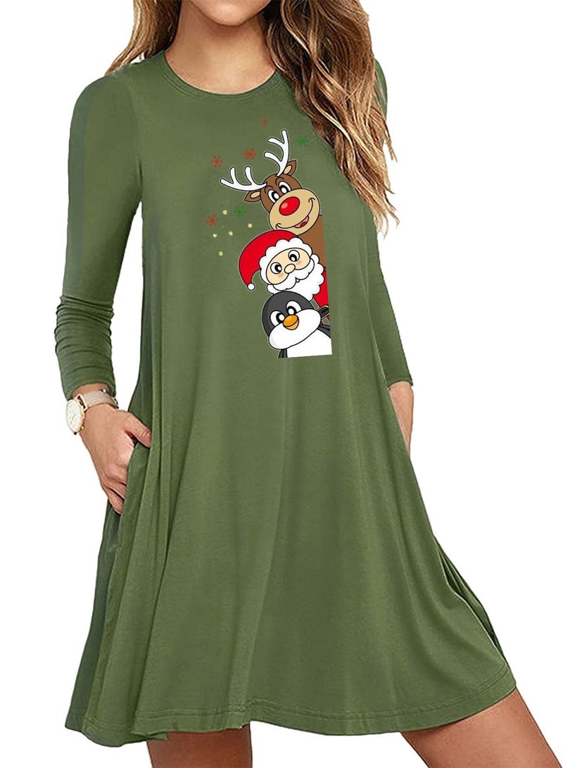 Printed Long Sleeved Dress Pajamas