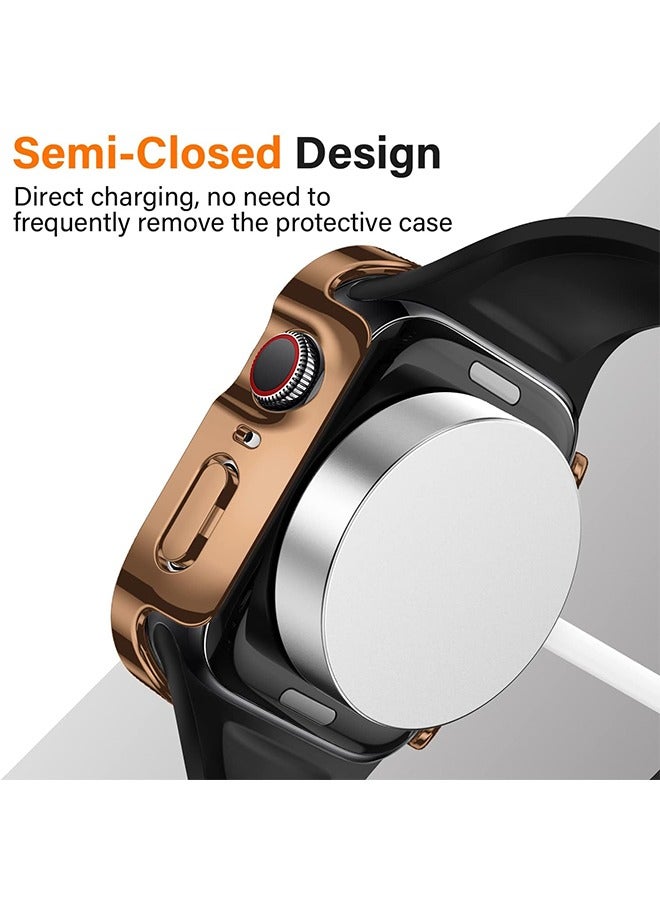 Ocean Straight Edge Waterproof Screen Protector Case With HD Tempered Film for Apple Watch Series 8/7 45mm, Anti-Scratch Ultra-thin HD Touch Sensitive Film, Full-Screen Cover Bubble-Free Protector Rose Gold  - Image 3