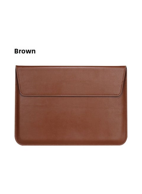 Macbook Laptop Inner Sleeve Bag Pu Handheld Envelope Bag Pro13 Dell Lenovo Computer Digital Computer Protective Cover-Color:Brown-Applicable Model:11.6inch