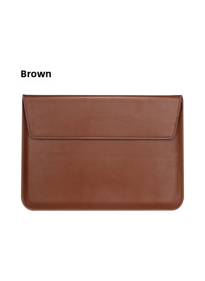 Generic - Macbook Laptop Inner Sleeve Bag Pu Handheld Envelope Bag Pro13 Dell Lenovo Computer Digital Computer Protective Cover-Color:Brown-Applicable Model:11.6inch - Image 1