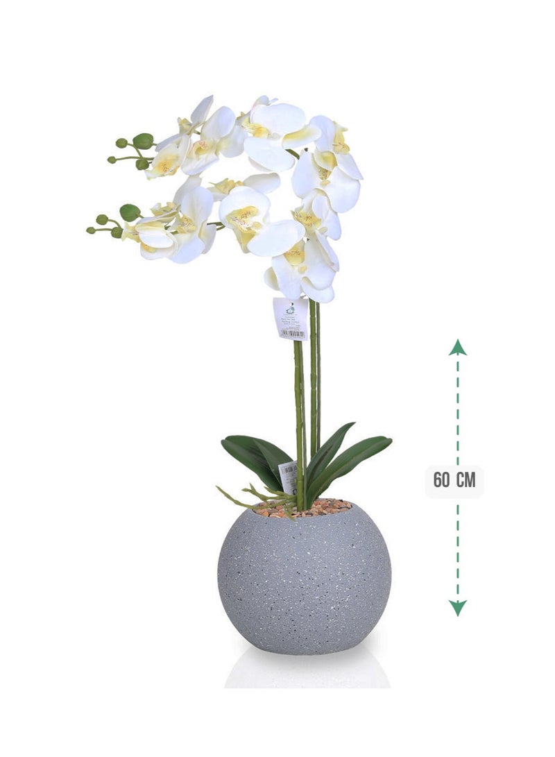 تالا نبتة أوركيد صناعية بارتفاع 60 سم – بتصميم واقعي مع حوض ديكوري أنيق للديكور الداخلي - Image 2