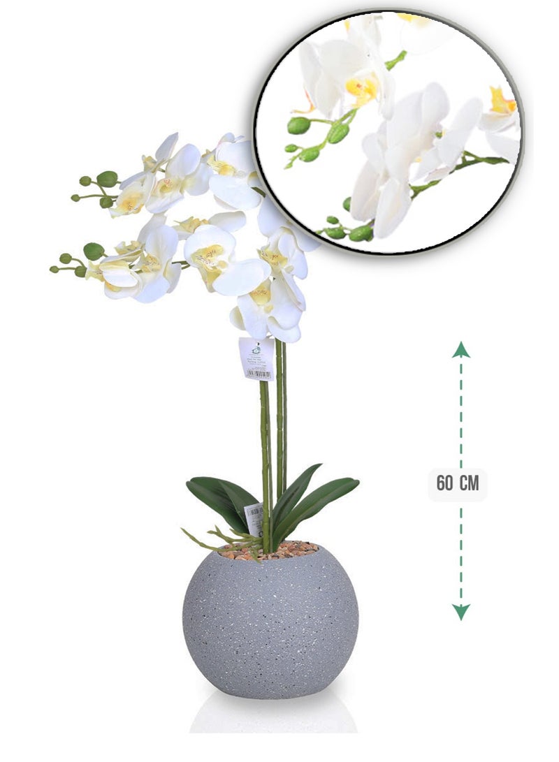 تالا نبتة أوركيد صناعية بارتفاع 60 سم – بتصميم واقعي مع حوض ديكوري أنيق للديكور الداخلي - Image 3