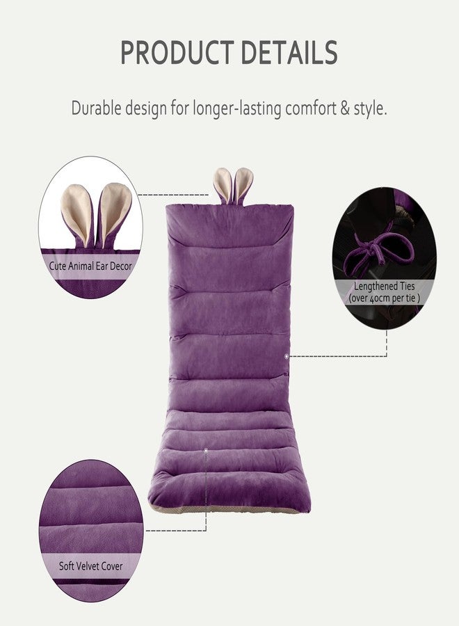 ELFJOY Desk Chair Cushion 100cm Office Chair Cushion Seat Cushion with Back Support Lounger Cushion with Fixing Ties (Dark Purple) 100×46cm - Image 3