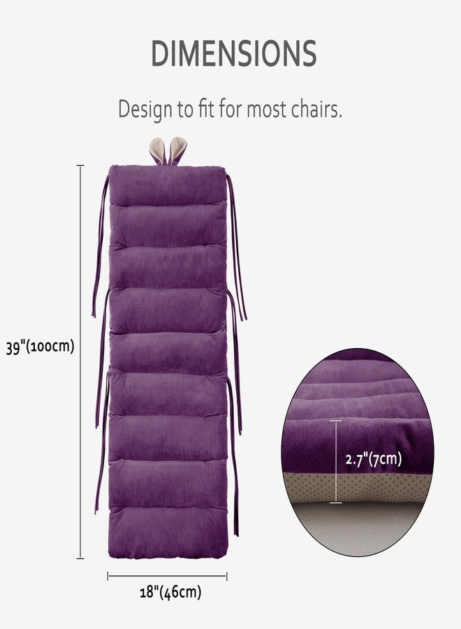ELFJOY Desk Chair Cushion 100cm Office Chair Cushion Seat Cushion with Back Support Lounger Cushion with Fixing Ties (Dark Purple) 100×46cm - Image 2