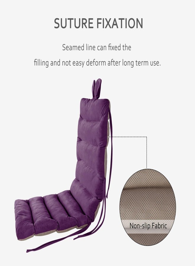 ELFJOY Desk Chair Cushion 100cm Office Chair Cushion Seat Cushion with Back Support Lounger Cushion with Fixing Ties (Dark Purple) 100×46cm - Image 5