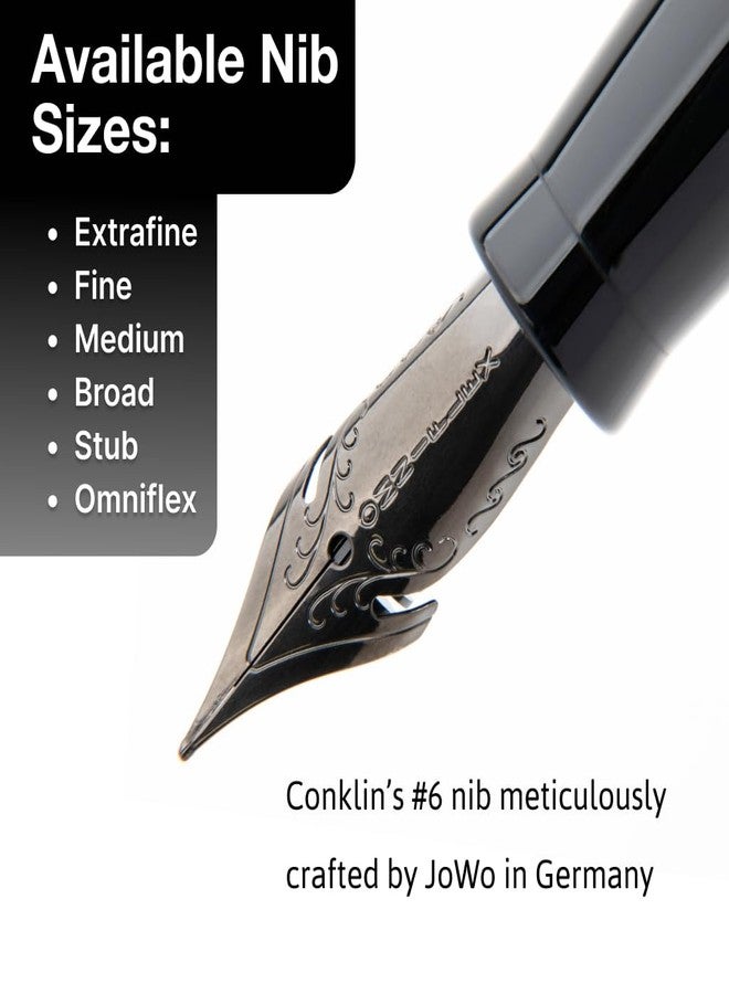 Conklin Mark Twain Crescent Filler Fountain Pen - Black Chase with 18 Karat Rose Gold Trim - Flex Nib - Image 4