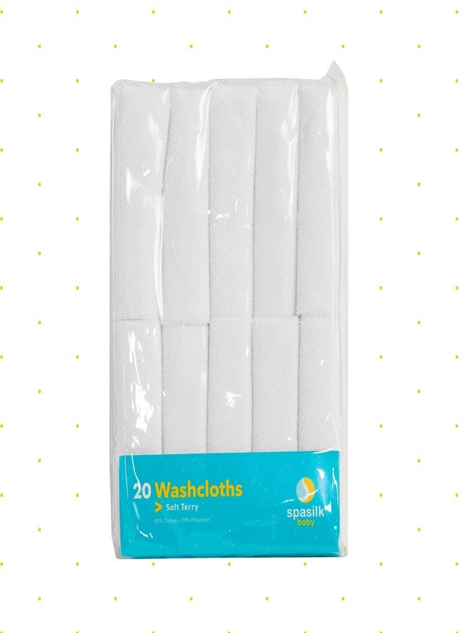 Spasilk Washcloth Wipes Set for Newborn Boys and Girls, Soft Terry Washcloth Set, Pack of 20, White - Image 3