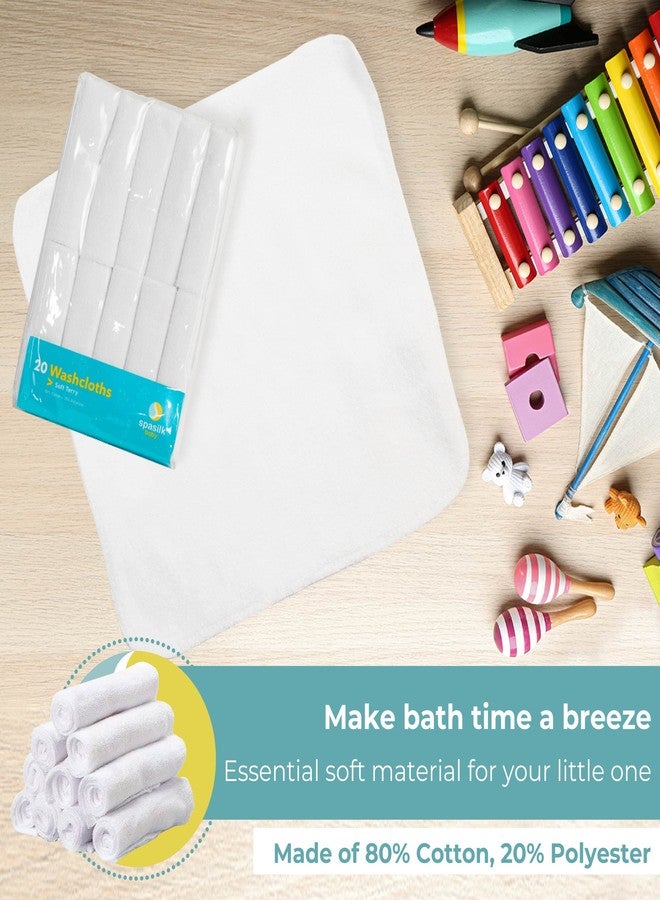 Spasilk Washcloth Wipes Set for Newborn Boys and Girls, Soft Terry Washcloth Set, Pack of 20, White - Image 5