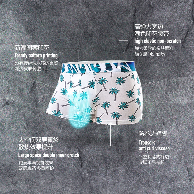 Summer Teenager Personalized Trendy Underwear Men'S Boxer Printed Men'S Underwear Breathable Boxer Underwear Mid-Waist Pants - Image 3