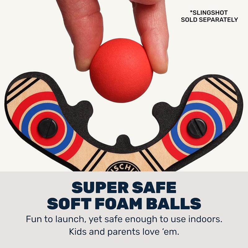 Mighty Fun! ! - Mischief Maker® Toy Slingshot Foam Balls Refill Pack - 6 Soft Foam Replacement Balls for Kids Slingshot - Ages 4+ (Red) - Image 4