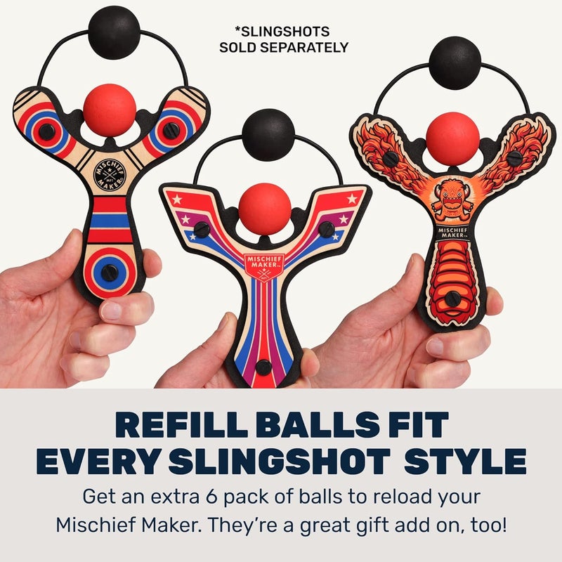 Mighty Fun! ! - Mischief Maker® Toy Slingshot Foam Balls Refill Pack - 6 Soft Foam Replacement Balls for Kids Slingshot - Ages 4+ (Red) - Image 5