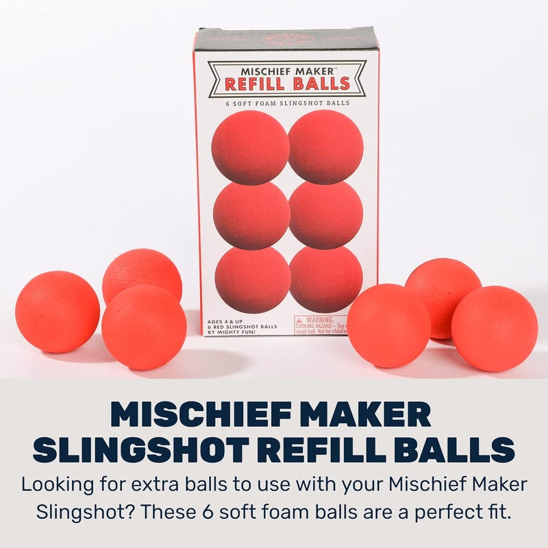 Mighty Fun! ! - Mischief Maker® Toy Slingshot Foam Balls Refill Pack - 6 Soft Foam Replacement Balls for Kids Slingshot - Ages 4+ (Red) - Image 2