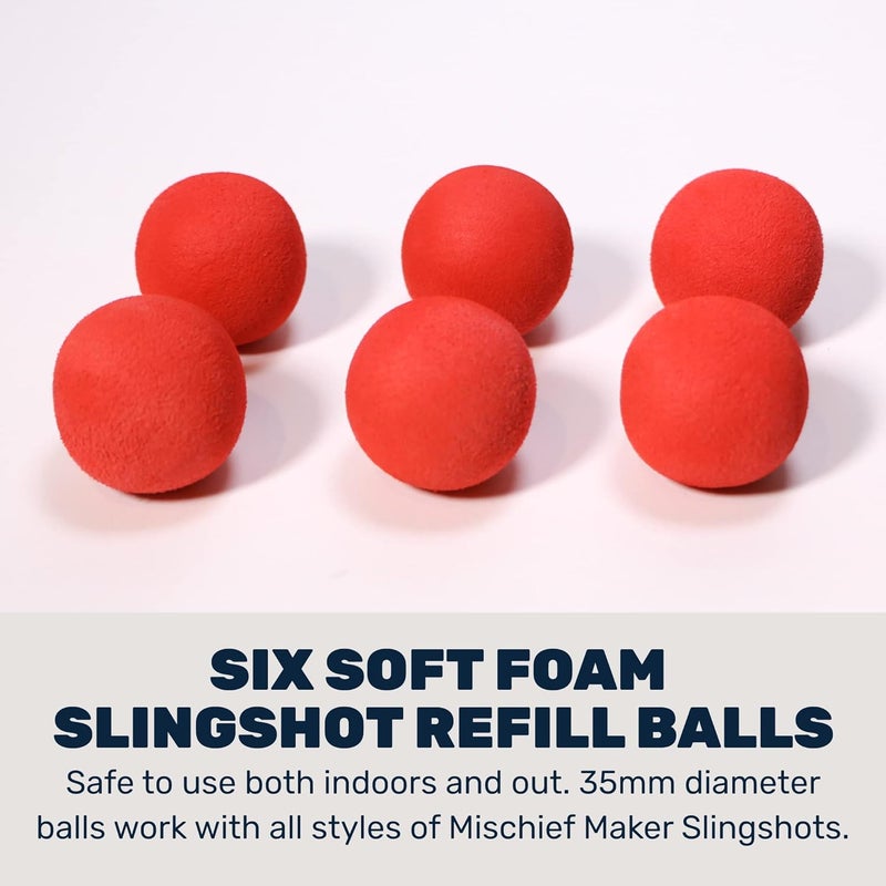 Mighty Fun! ! - Mischief Maker® Toy Slingshot Foam Balls Refill Pack - 6 Soft Foam Replacement Balls for Kids Slingshot - Ages 4+ (Red) - Image 3
