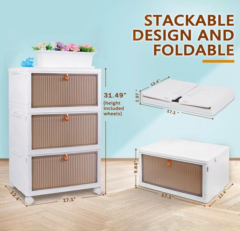 EXVITO 1+3 Door Kids Plastic Wardrobe for Clothes, Foldable Plastic Almirah for Clothes, Collapsible Wardrobe for Storage, Baby Cupboard for Clothes, Storage Rack for Kids - Y713 - Image 2