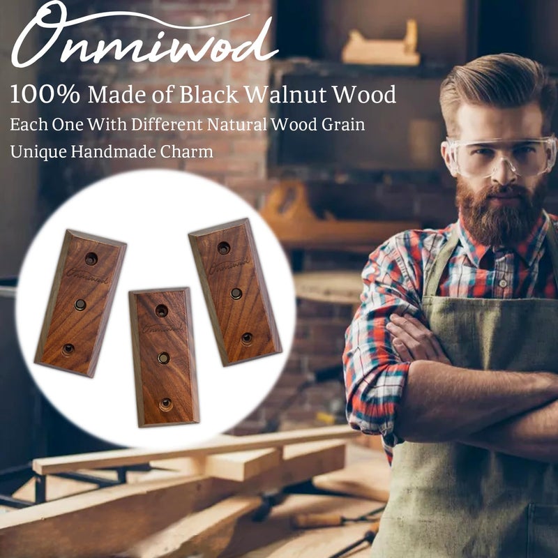 Onmiwod Guitar Wall Mount 3 Pack, Black Walnut Wood Guitar Hanger, U-Shaped Guitar Wall Hanger Mount, Guitar Holder Hook Stand Wall for Acoustic, Electric Guitar, Banjo, Bass, Gift for Guitar Player - Image 2
