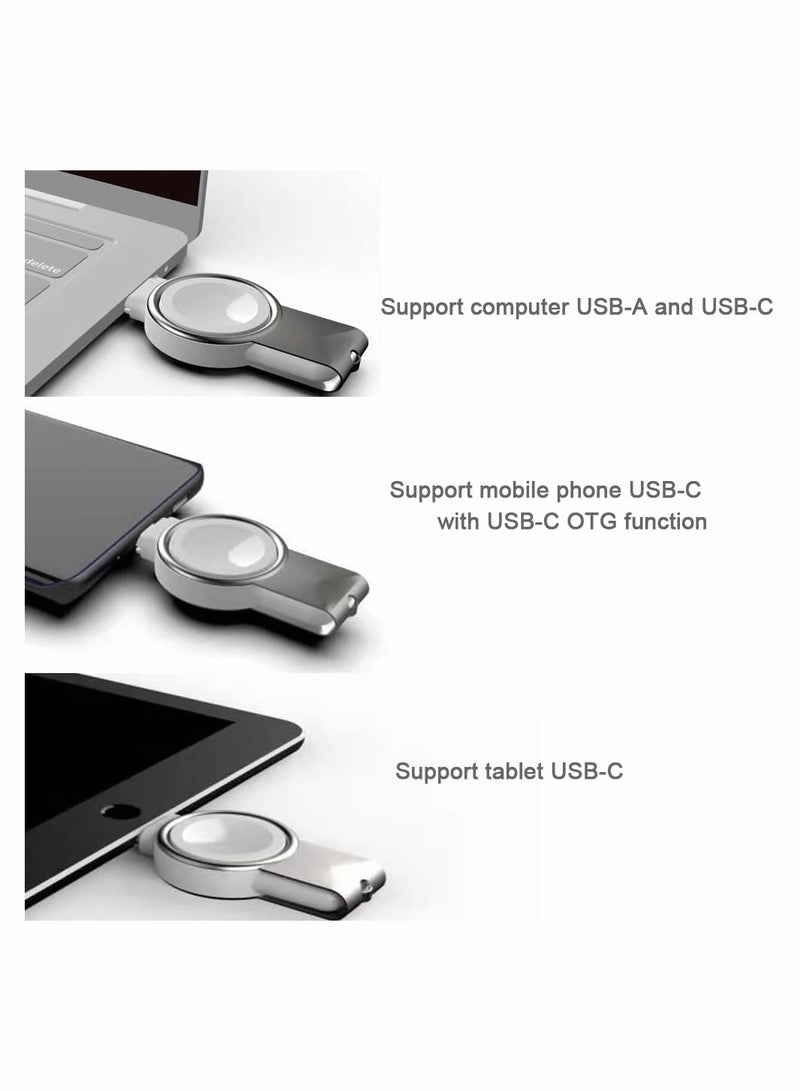 KASTWAVE Portable Apple Watch Charger, Travel Wireless Magnetic Charger for Apple Watch with USB A and USB C Connector, Compatible with Apple Watch Series 1/2/3/4/5/6 2 in 1 - Image 3