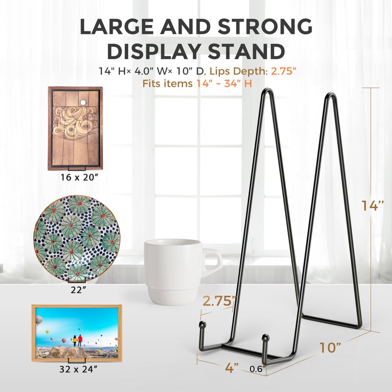 TRLife TR-LIFE 14 Inch Heavy Duty Plate Stand (2 Pack) - Metal Display Easel for Large Plates, Platters, Picture Frames, Signs, and Posters - Image 3