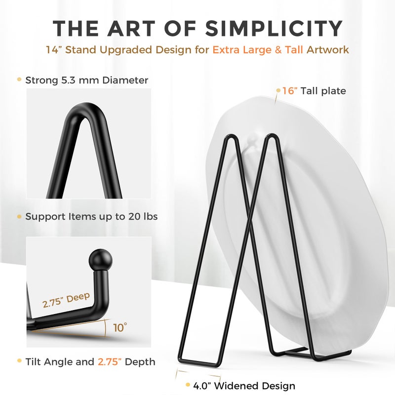 TRLife TR-LIFE 14 Inch Heavy Duty Plate Stand (2 Pack) - Metal Display Easel for Large Plates, Platters, Picture Frames, Signs, and Posters - Image 2