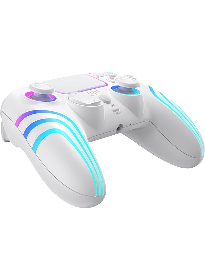 Full Color Led Wireless Gaming Controller For Ps4/Ps5 Features Turbo One Key Burst Fire 1000Mah Long Lasting Battery Adjustable Force Feedback Triggers Dual Vibration Motors 6 Axis Motion Sensing - Image 5