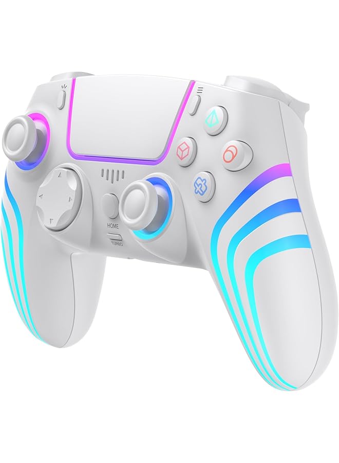 Full Color Led Wireless Gaming Controller For Ps4/Ps5 Features Turbo One Key Burst Fire 1000Mah Long Lasting Battery Adjustable Force Feedback Triggers Dual Vibration Motors 6 Axis Motion Sensing - Image 1
