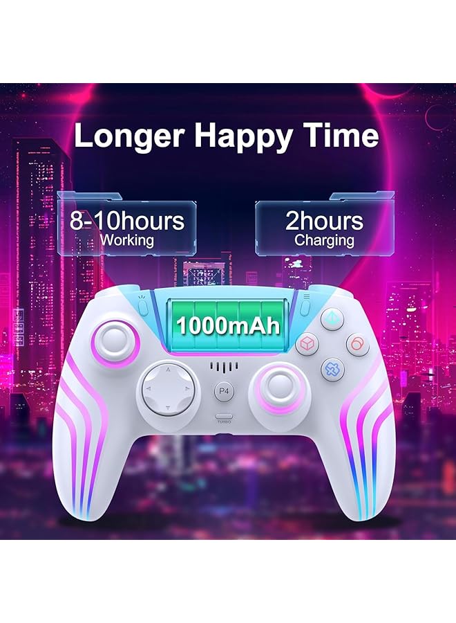 Full Color Led Wireless Gaming Controller For Ps4/Ps5 Features Turbo One Key Burst Fire 1000Mah Long Lasting Battery Adjustable Force Feedback Triggers Dual Vibration Motors 6 Axis Motion Sensing - Image 4